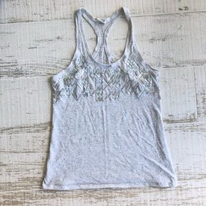 PINK VS Gray Silver Glitter Tank XS